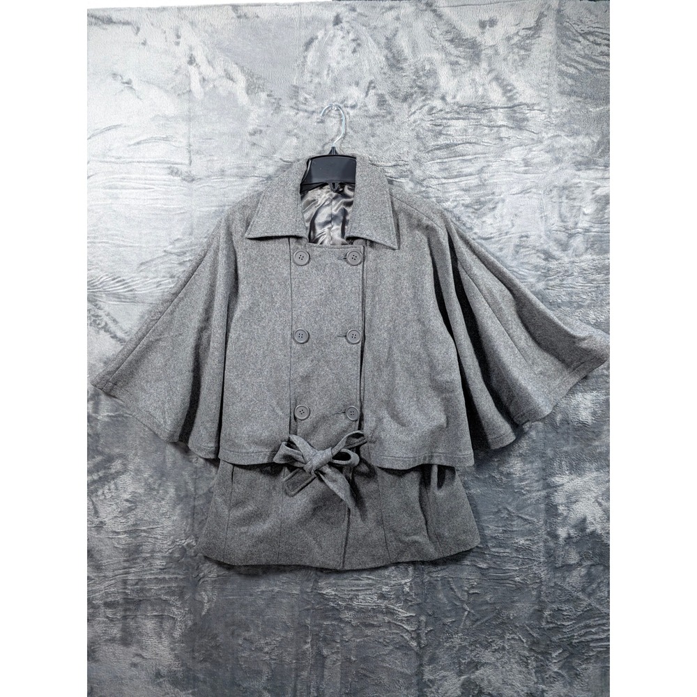 East 5th Gray Wool Blend Double Breasted Academia Cape Coat Capelet L/XL